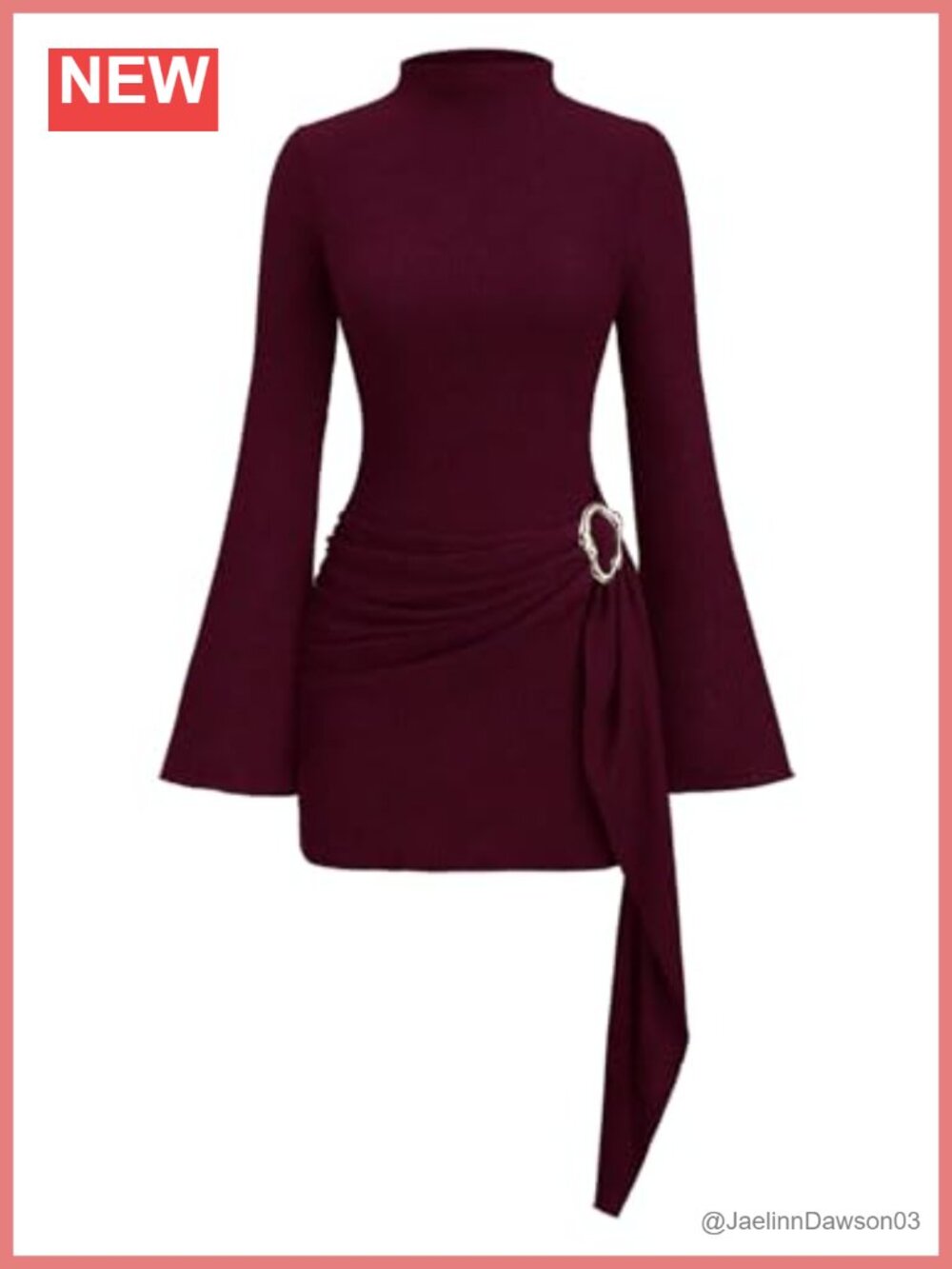 Long Sleeve Mini Bodycon Dress Mock Neck Ruched Party Club Dress